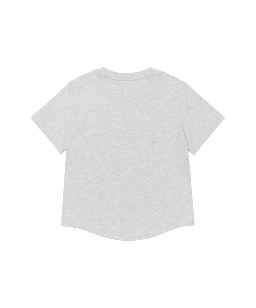 AMES-WORLDWIDE Round Hem Crop Tee Light Gray