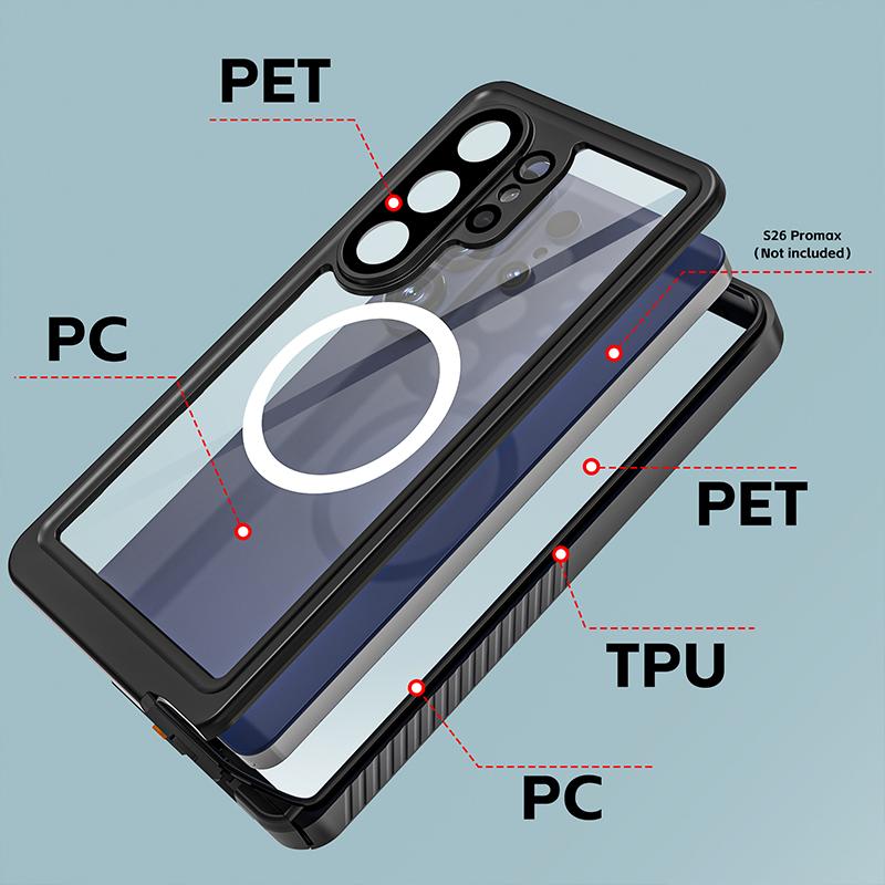 Magnetic Waterproof Phone Cases for Samsung Galaxy S26 Ultra Plus S25FE 360 Full Body Protection Shockproof Cover Anti-Fall Dust