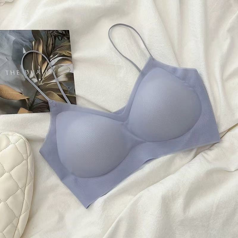 

Ice silk vest type steel rim thin summer seamless bra beautiful back big chest small chest gathering fixed cup Xl 65-75kg фіолетовий