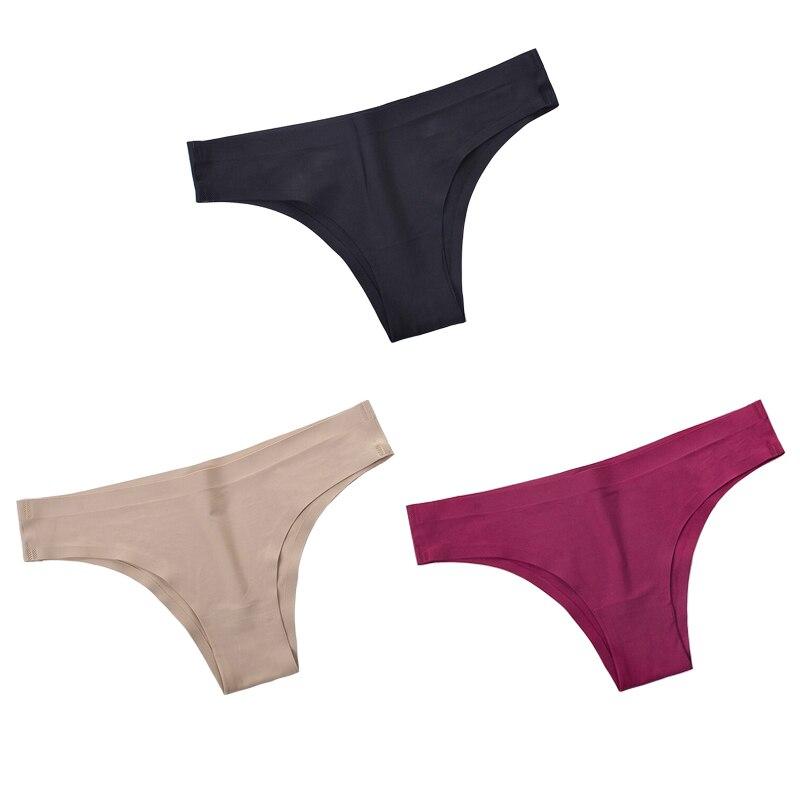 

3 шт./компл. женские трусики-бикини из ледяного шелка бесшовные с низкой посадкой сексуальное женское бразильское нижнее белье M