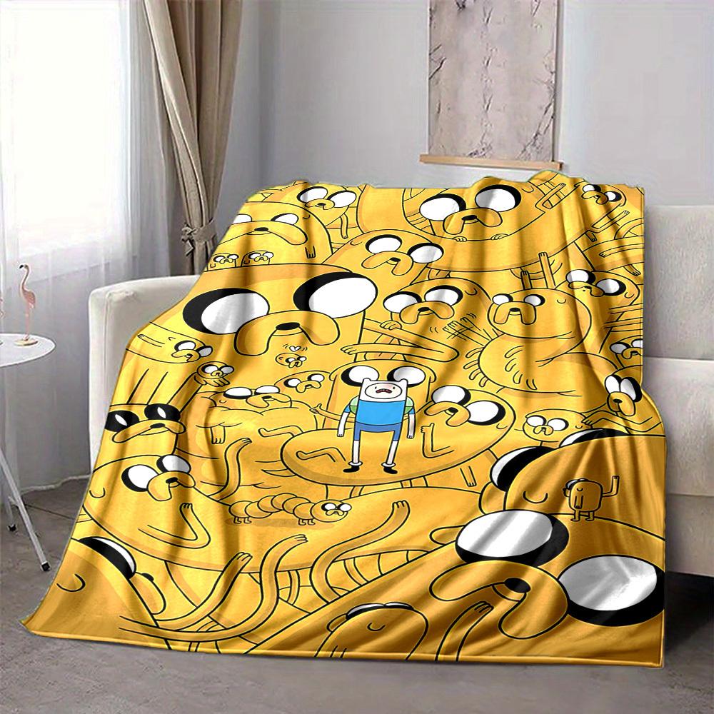 1pc Adventure Time Jake Flannel Blanket, Soft Skin Friendly with Digital Printing, Various Sizes Available for Family, Friends, Birthday
