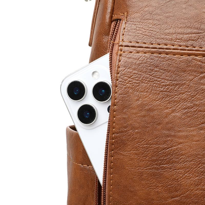 Multifunctional Backpack Women's Bag PU Shoulder Bag Solid Color Handbag