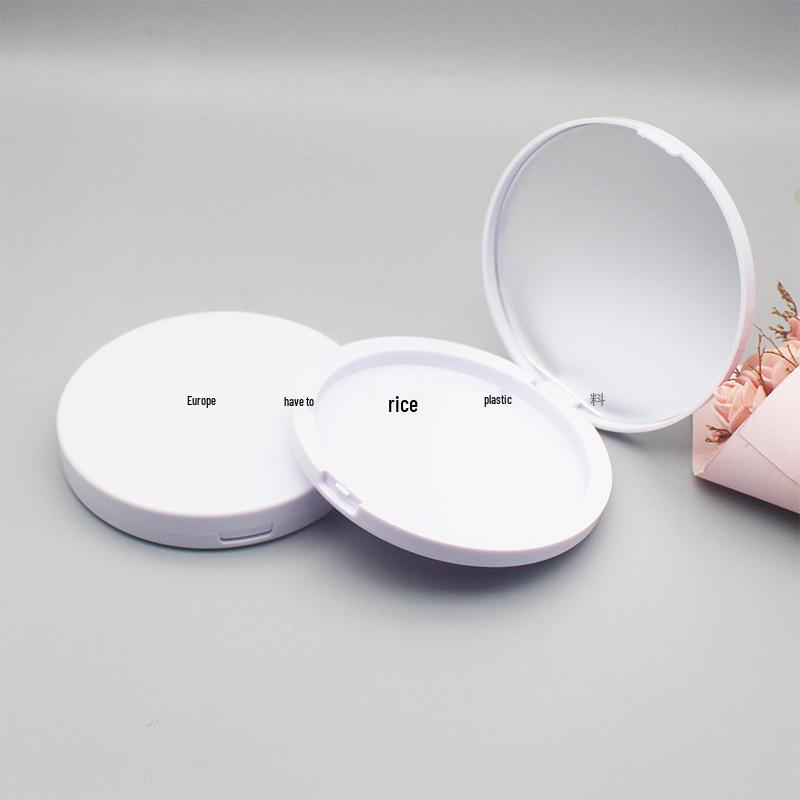 Runde Spiegel-Kompaktetui, 82 mm UV-Weiß, Großes Einzelabteil für Kontur/Foundation