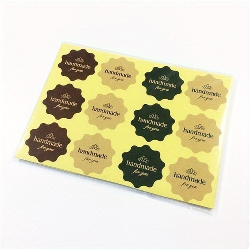 New 12Sheets Vintage Flower Round Wave Kraft Paper Handmade Seal Sticker For Handmade  DIY Multifunctional Gift Wholesale