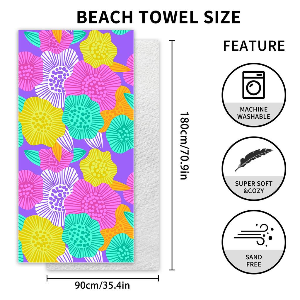 New, Double-sided Velvet Beach Towel Quick-drying Sports Towel Printed Bath Towel