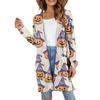 Women's Fashion Casual Comfortable Halloween Printed Mid-Length Cardigan With Pockets Jacket