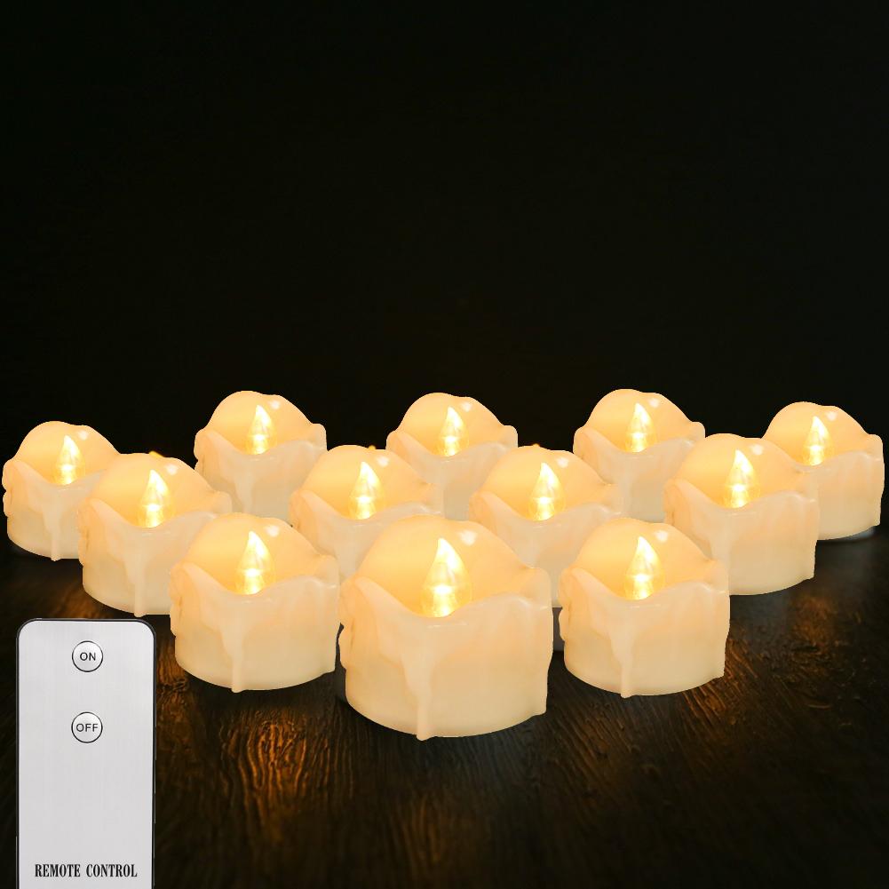 Flameless Flickering LED Tea Lights with Remote Control 200+Hour Electronic Candles for Votive Wedding Christmas Halloween Decor
