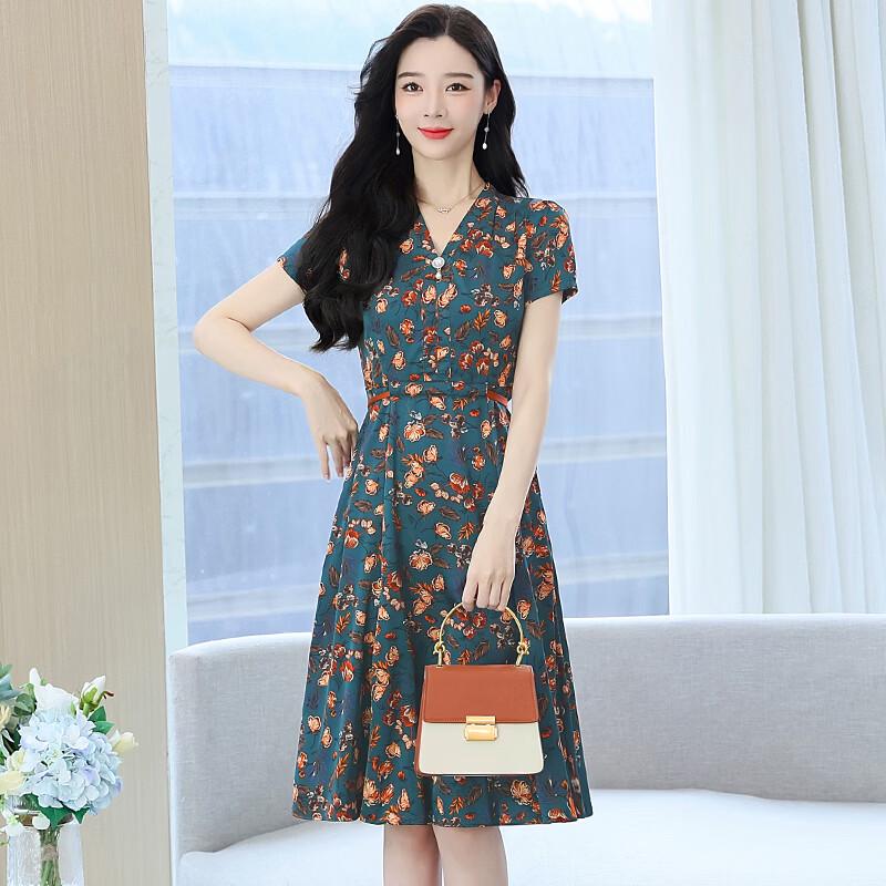 La Chapelle Women s Pleated V-Neck A-Line Midi Dress 3XL