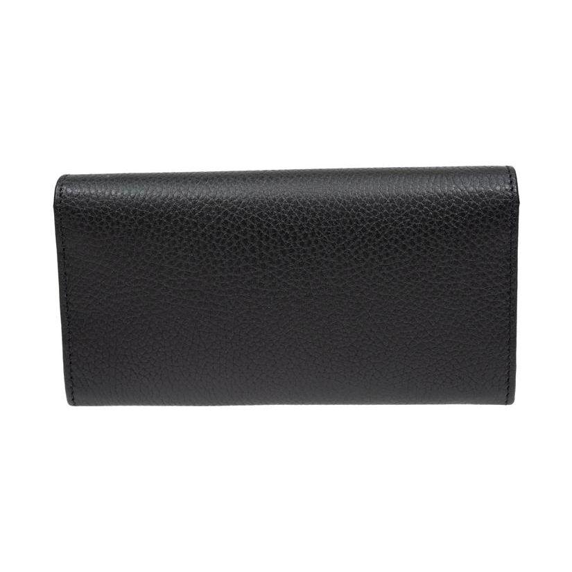 Gucci Logo Flap Leather Wallet Women Wallet Black 615524-CAO0G-1000