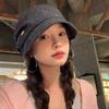 Vintage pleated beret children autumn and winter versatile newsboy hat showing face small octagonal painter hat