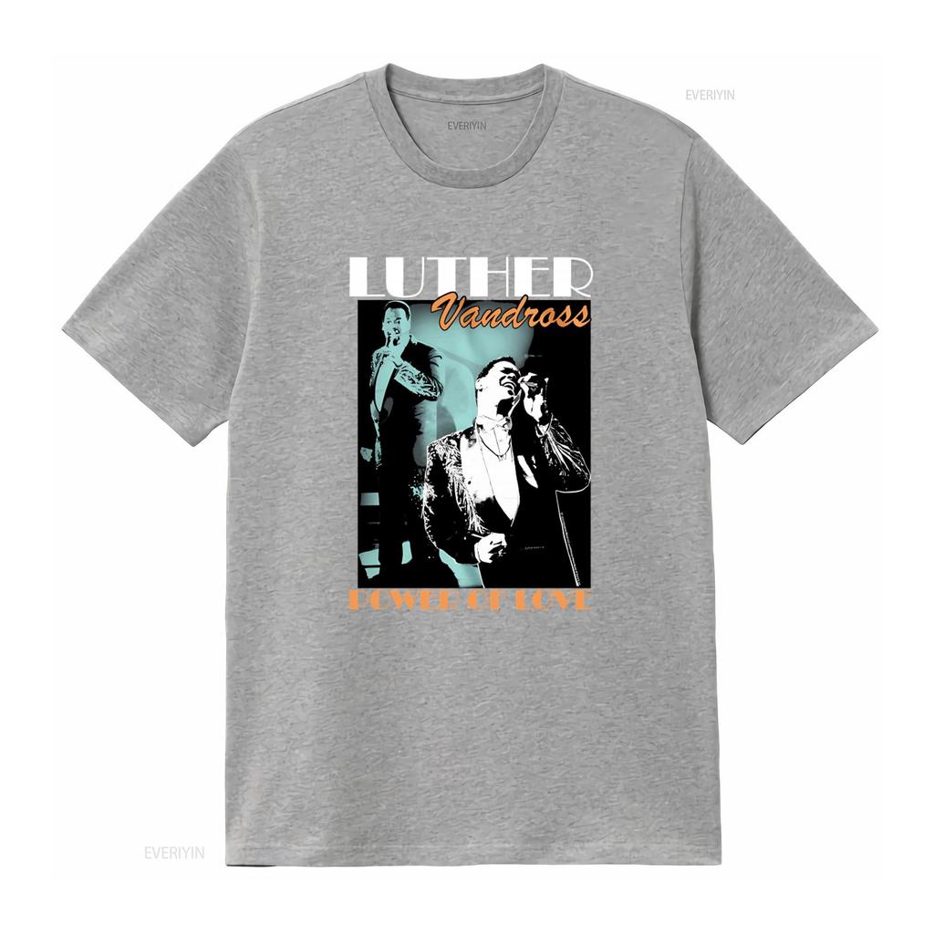 Luther Vandross Power of Love Mens T Shirt R B Soul Singer Live On Stage Print Vintage Washed Graphic Soft Breathable Stylish