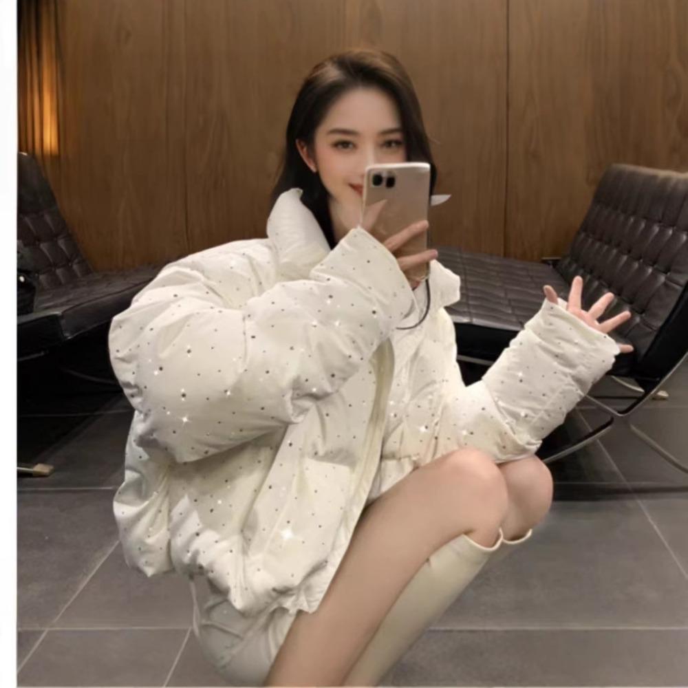 2025 women's winter new down padded jacket with bricks and small potatoes to wear a slim down cotton outside
