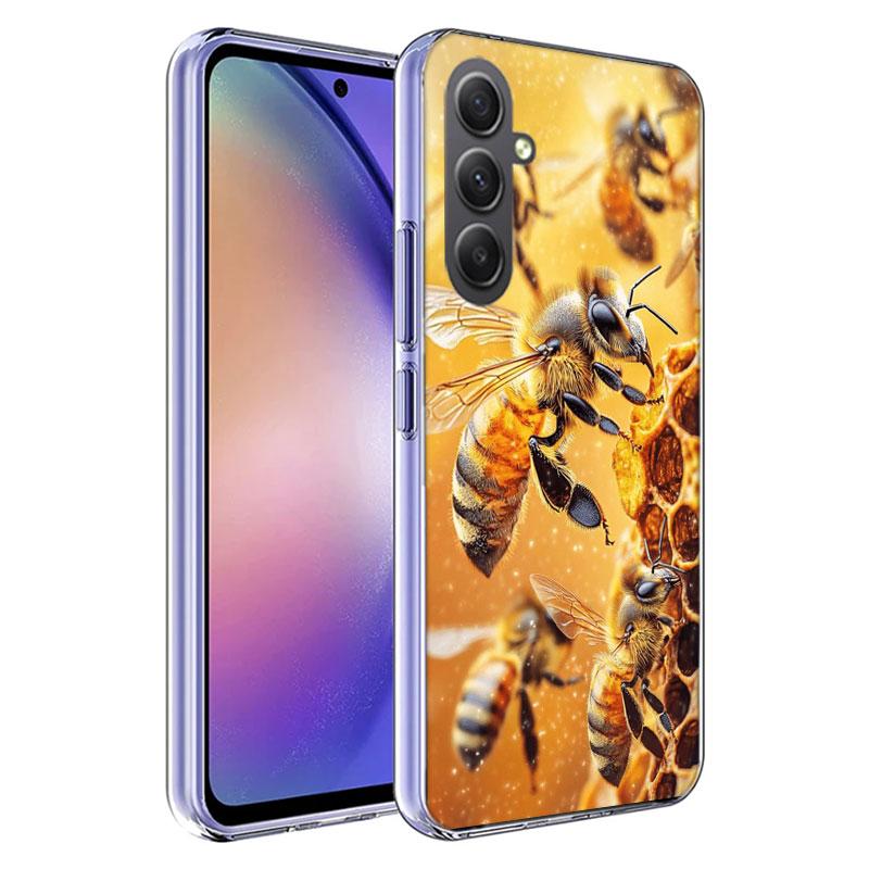 Bees and Honey in the Honeycomb Phone Case For Samsung A54 A34 A24 A14 A53 A33 A23 A13 A52S A32 A22 A12 A17 Galaxy A03S A04S A02