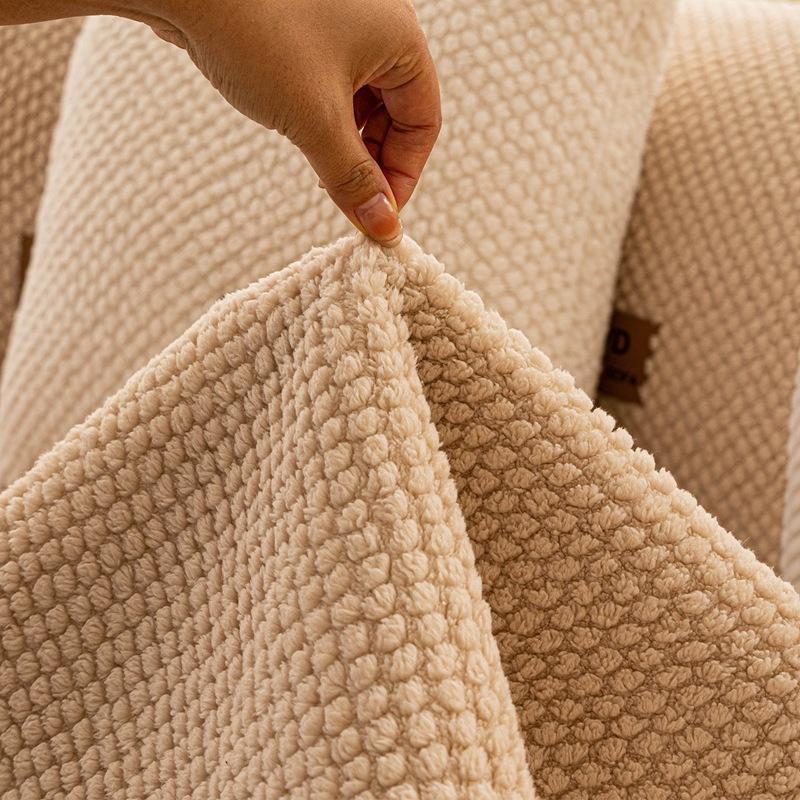 Plush Sofa Cover Autumn Winter New Thickened Comfortable Non-Slip Solid Color Simple High-End Cushion Sofa Cover Home Decoration