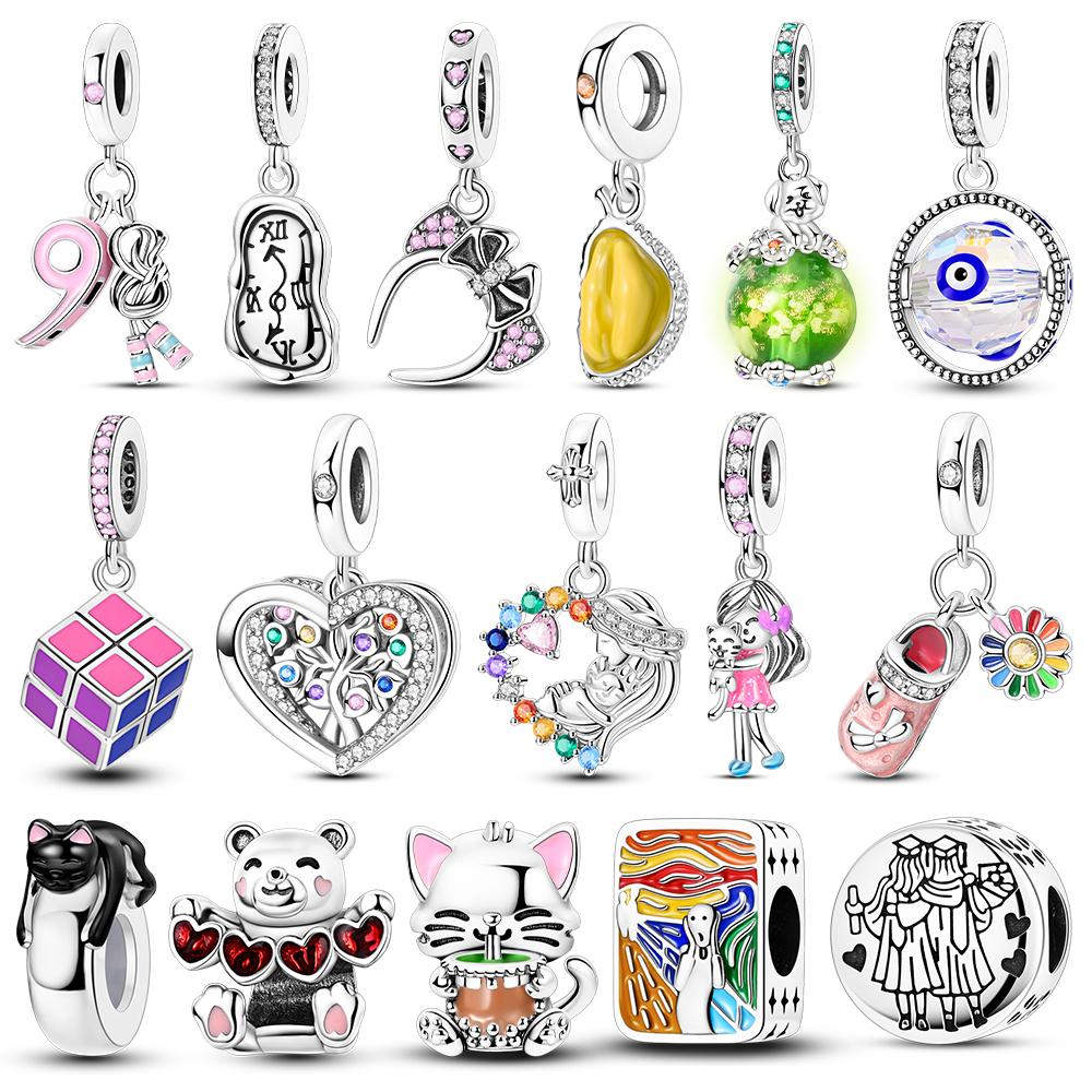 Original Copper Plated Charms Durian Luminous Cat Bear Love For Women Beads Fit Bracelet Necklace Jewelry Making Gift