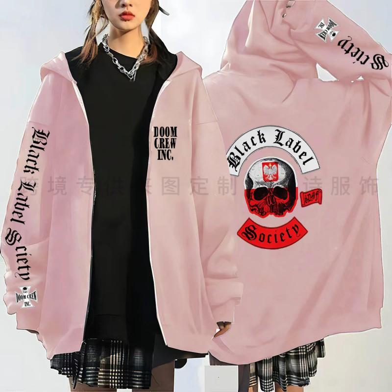 Sweat à capuche imprimé crâne Black Label Society Coupe ample Sweatshirt décontracté Garçons adolescents