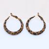 Stylish Leopard Print Heart Hoop Earrings - Retro Hong Kong Style with Silver Needle