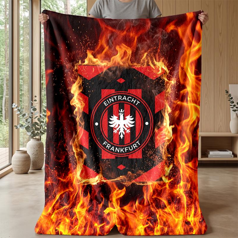 Coperta in Flanella con Stampa Calcio Eintracht Frankfurt, Coperta Morbida Calda Leggera per Divano Letto Campeggio