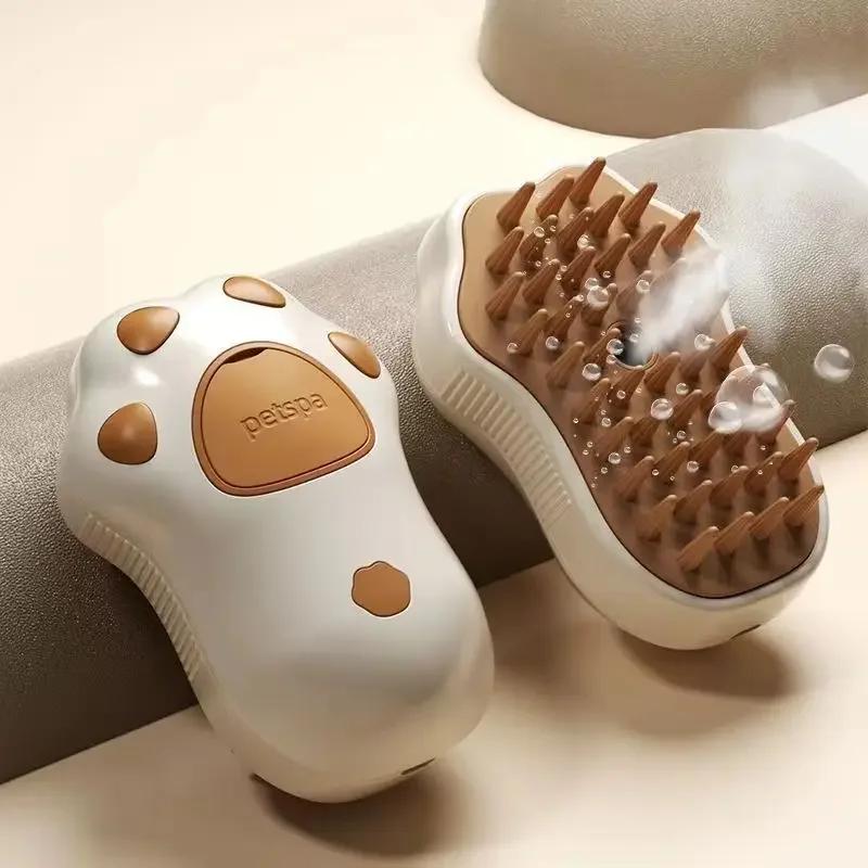 

2024 Multifunctional Rotating Cat Grooming Steamer Brush Pet Hair Removal Spray Massage Comb 3 In1 Self Cleaning Steam Cat Brush кавовий