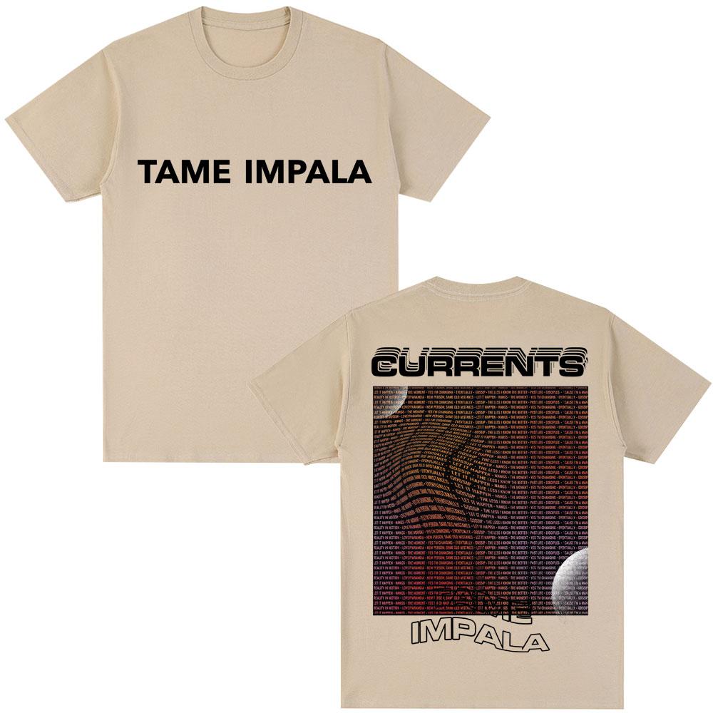 Vintage Tame Impala Currents Grafik T-Shirt Herren Damen Trendy Hip Hop Vintage Kurzarm Lässige Übergroße Baumwoll-T-Shirts Männlich