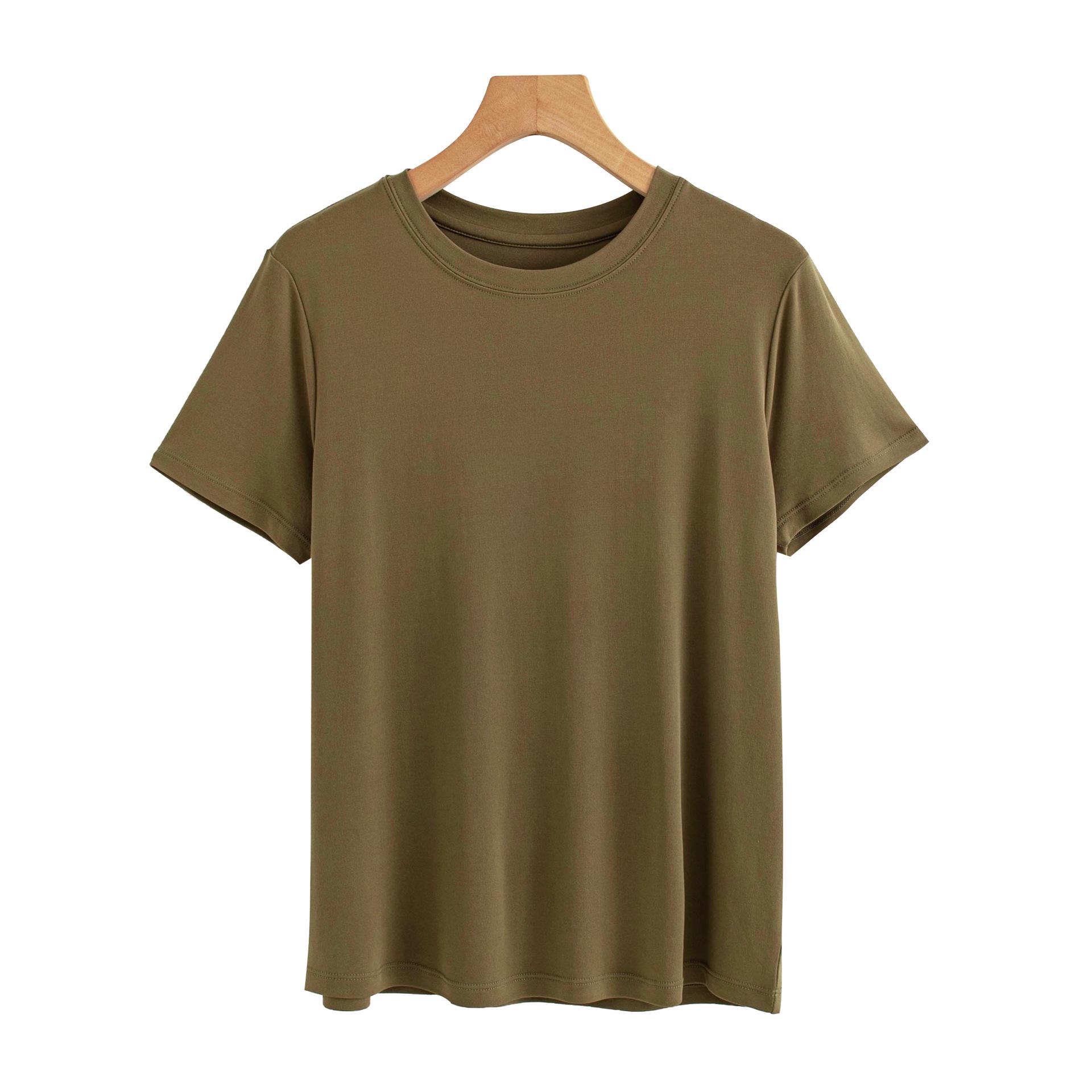 

Women s Mulberry Silk T-Shirt: Round/V-Neck, Solid Color, Short Sleeve, Keyhole Design, Skin-Friendly, Versatile, Drapey. XXXL