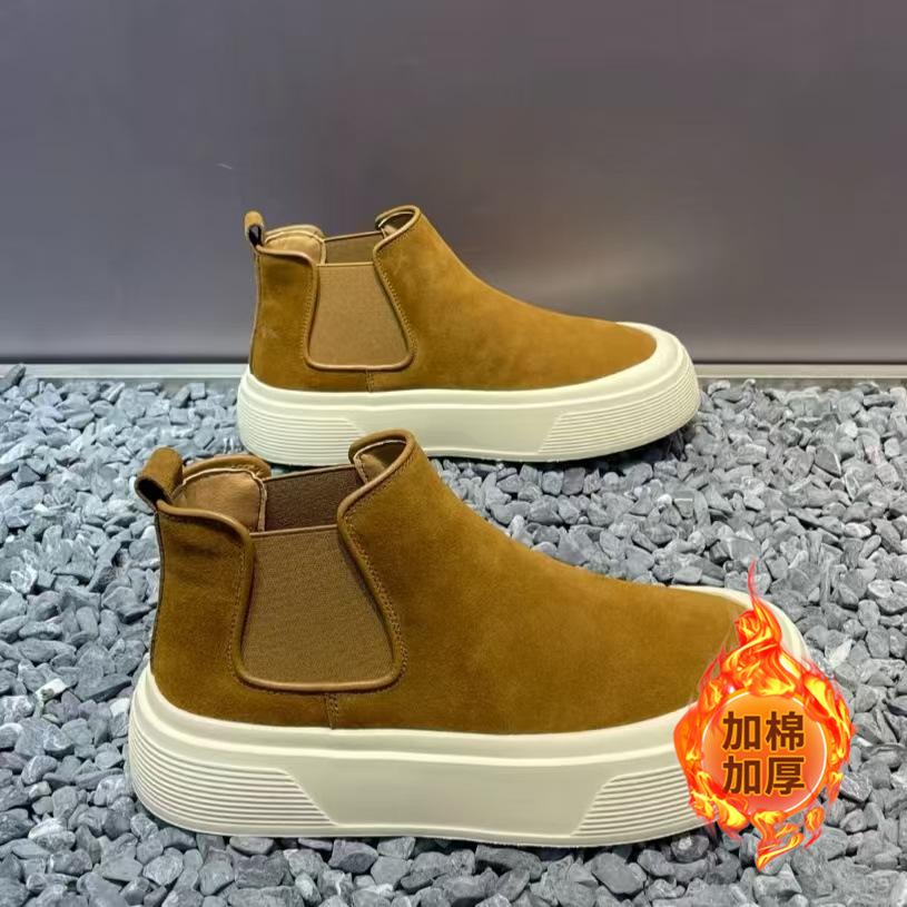 Men Boots Fashion Platform High Top Casual Shoes 2026 Winter Anti Slip Warm Plush Cotton Shoe Outdoor Chelsea Boots Botas Hombre