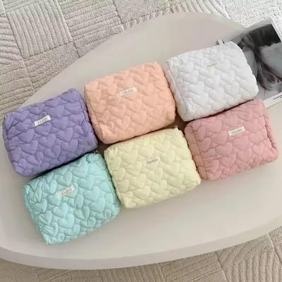 Damen Kosmetiktaschen mit großer Kapazität, Etuis, lässige Damen Herz Aufbewahrungstasche mit Reißverschluss, weibliche Reise-Clutch, Lippenstift-Handtaschen
