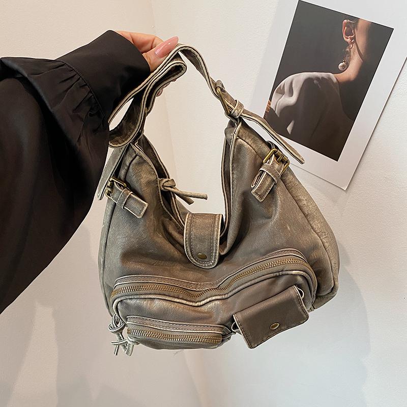 Women's Fashion Washed Old Spice Girl Locomotive Bag Multi-pocket Japanese and Korean Trend Shoulder Bag