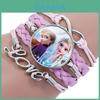 Elsa Princess Time Gem Multilayer Bracelet Cartoon Pink Woven Bracelet For Kids
