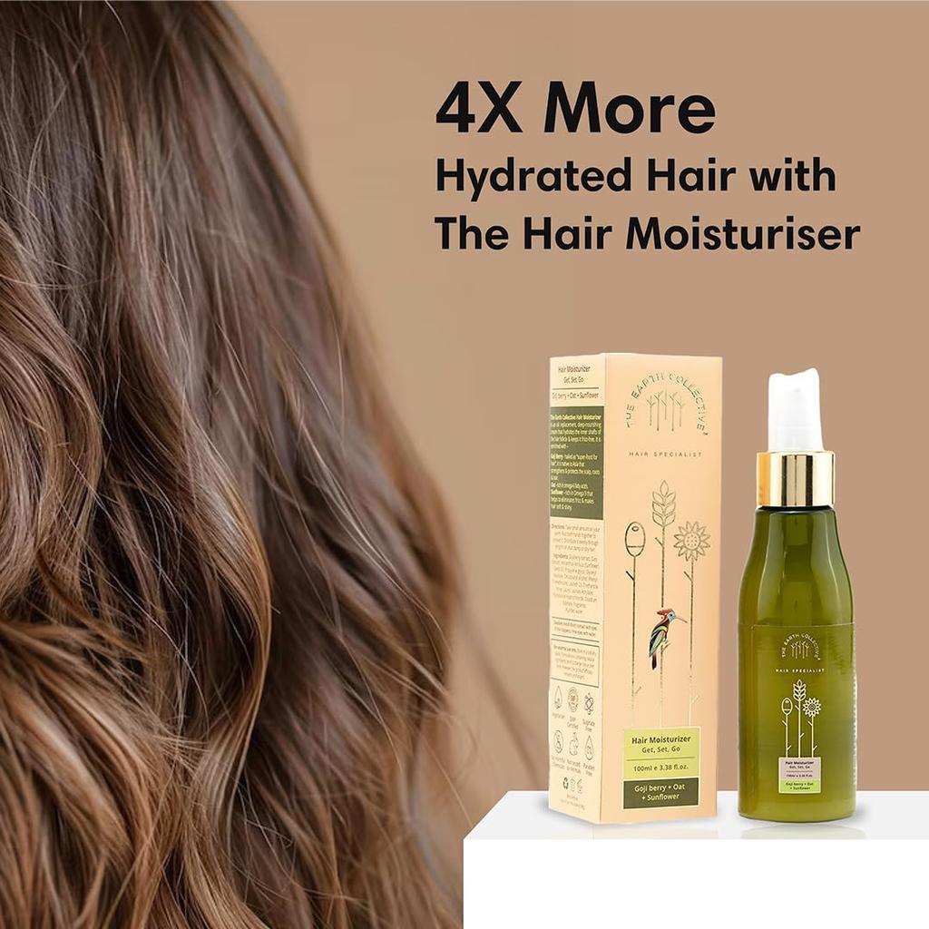 The Earth Collective Hair Moisturizer, leave-in serum, softens, hydrates & smoothens hair, contains Vitamin B6 & Omega 6, No harmful chemicals, 100m