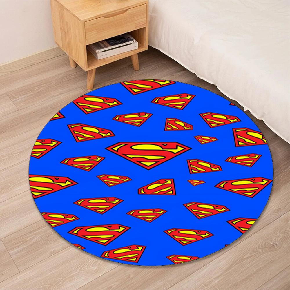 SUPERMAN Printed Round Rug Carpet Chair Rug Area Rug Entryway Doormats,for Office Chair Living Room Bedroom Kitchen Room.