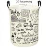 1pc Laundry Basket, Retro Italy Travel Elements Pattern Dirty Clothes Hamper, Large Capacity Foldable Storage Bin with Handle for Home Organization, C