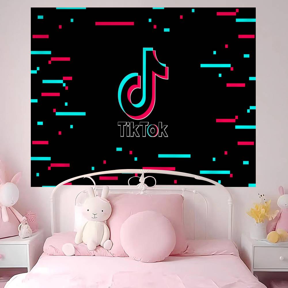 TTikTok Logo Cartoon Tapestry Home Decoration Hippie Bohemian Decoration Divination Home Decor