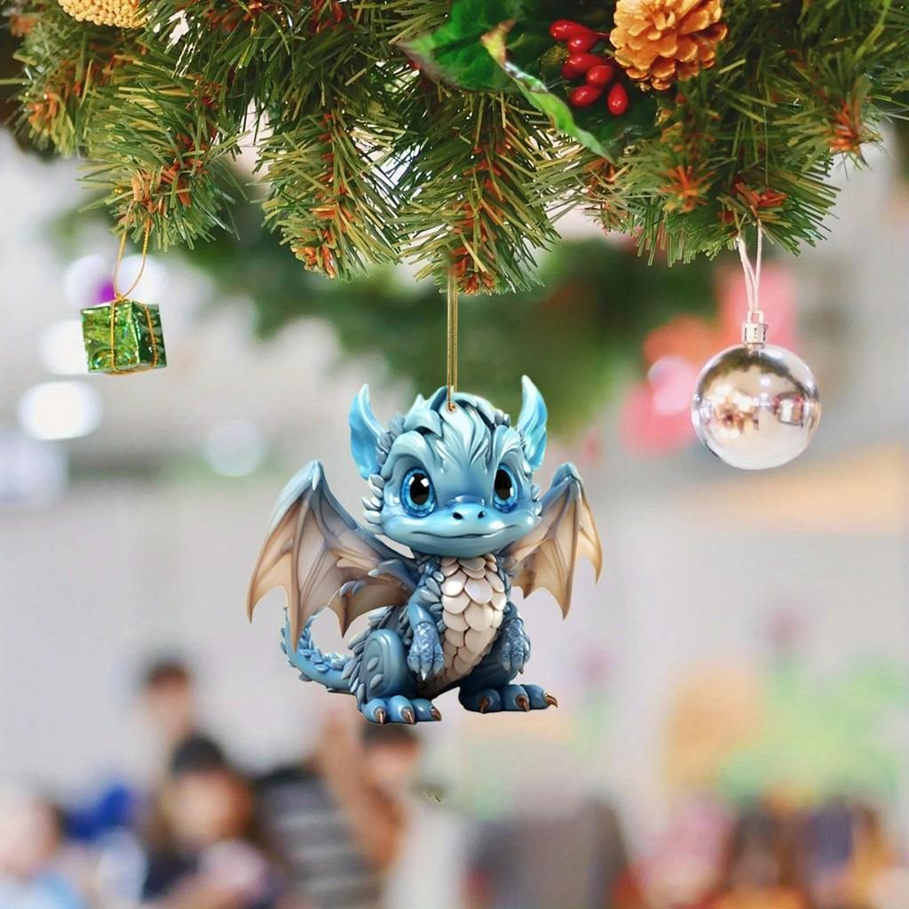 Adorable Cartoon Christmas Dragon Car Pendant Decorative Ornament For Festive Charm