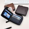 Men Vintage PU Leather Wallet Zipper Trifold Wallet Short Wallet Multi Card Holder Coin Pocket ID Window Casual Business Purse