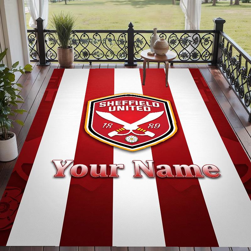 Custom Text Printed Rug Sheffield United FC Non Slip Floor Carpet For Home Room Decor
