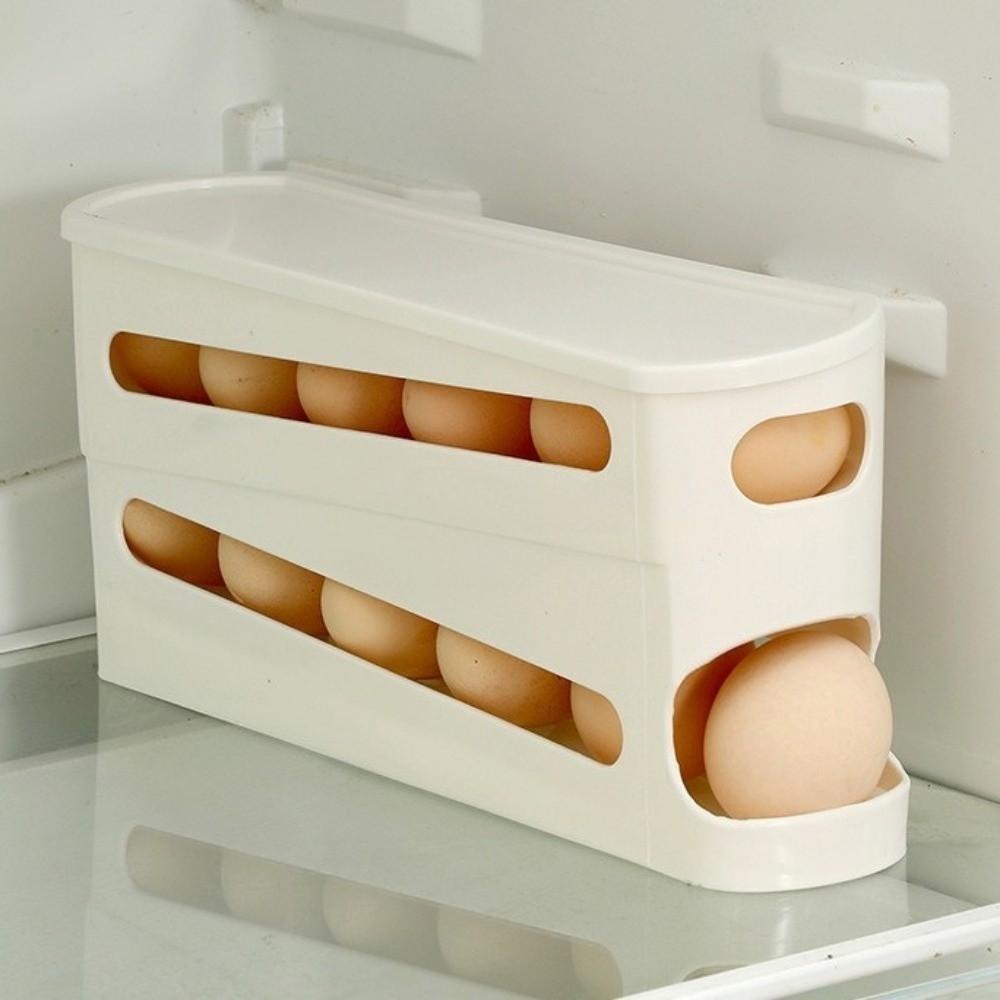 Large Capacity Double Layer Egg Storage Box Plastic Rolling Egg Holder Egg Storage