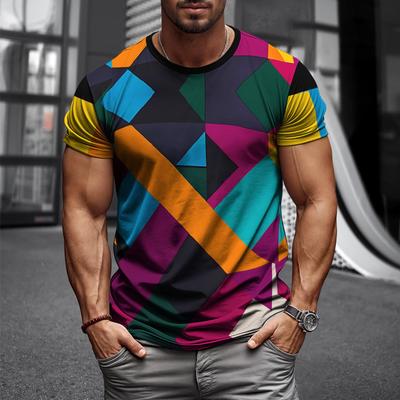 T-Shirt für Herrenbekleidung Geometrischer Druck Sommer Kurzarm T-Shirt Lässig Übergroßes T-Shirt Tops Größe XXS-6XL
