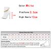 High Quality White Leather Basic Boots Women Ankle Sandals Fashion Metal Chain Design Thin Heels Pumps Peep Toe Zip Shoes