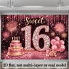 2D flat background fabric for a 16th birthday party, featuring the golden word "Sweet", yzb