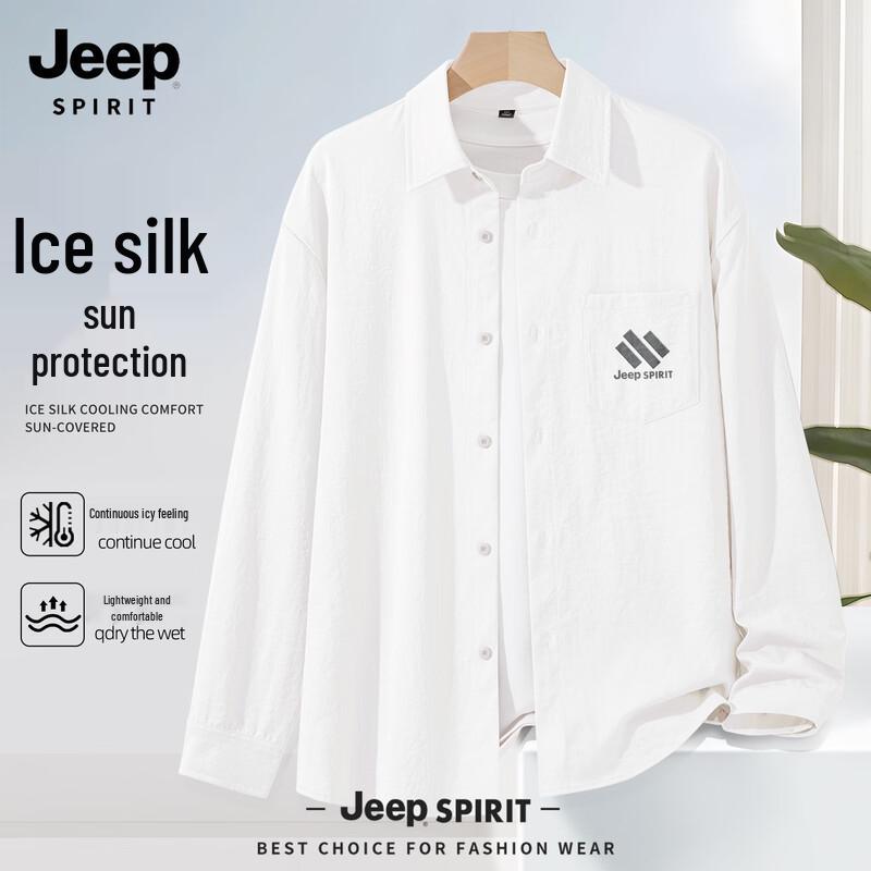 JEEP SPIRIT Men s 2025 American Trendy Ice Silk Long Sleeve Shirt L