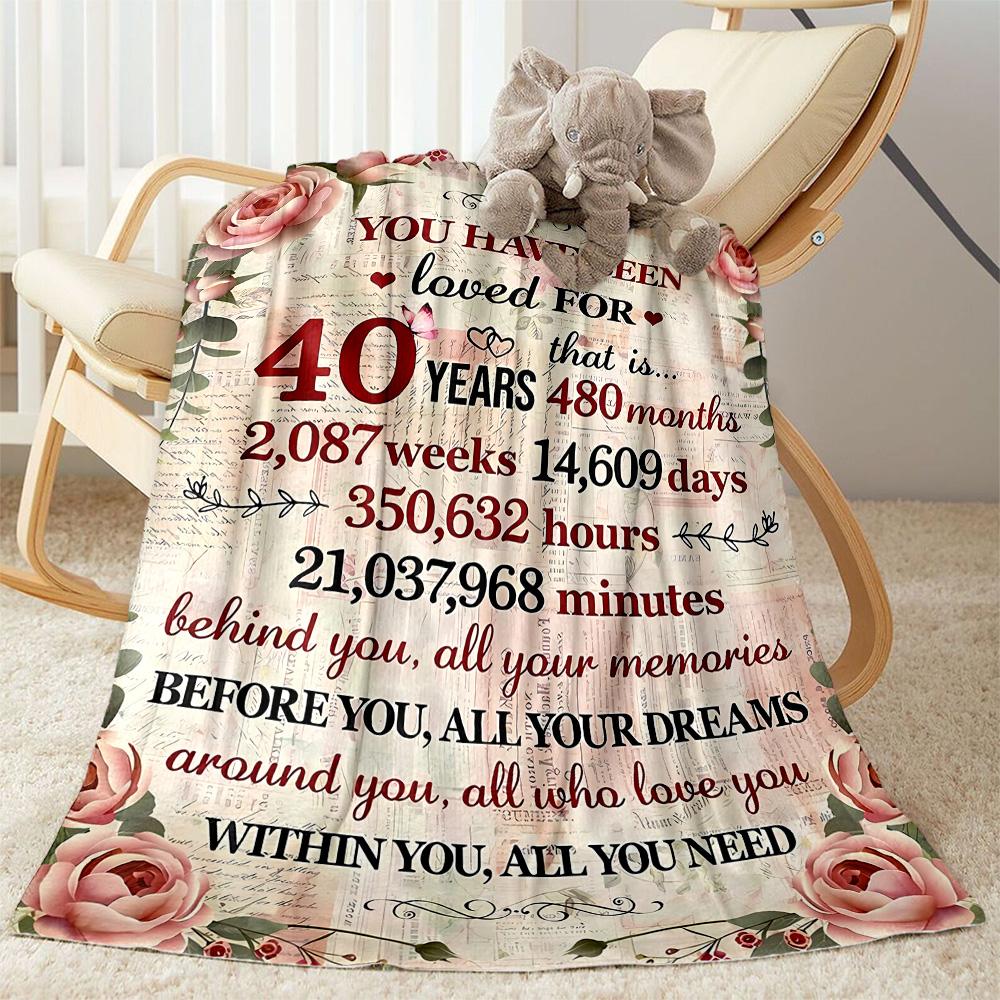 1pc Happy 40th Birthday Celebration Blanket Soft and Warm for Sofa Office Camping Travel Livingroom Great Gift for Friends and Family Comfortable