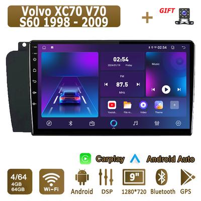 Volvo XC70 V70 S60 1998 - 2009 İçin Android Carplay Araba Radyosu Multimedya Oynatıcı Ana Ünite Stereo GPS Navigasyon BT WIFI 4+64GB