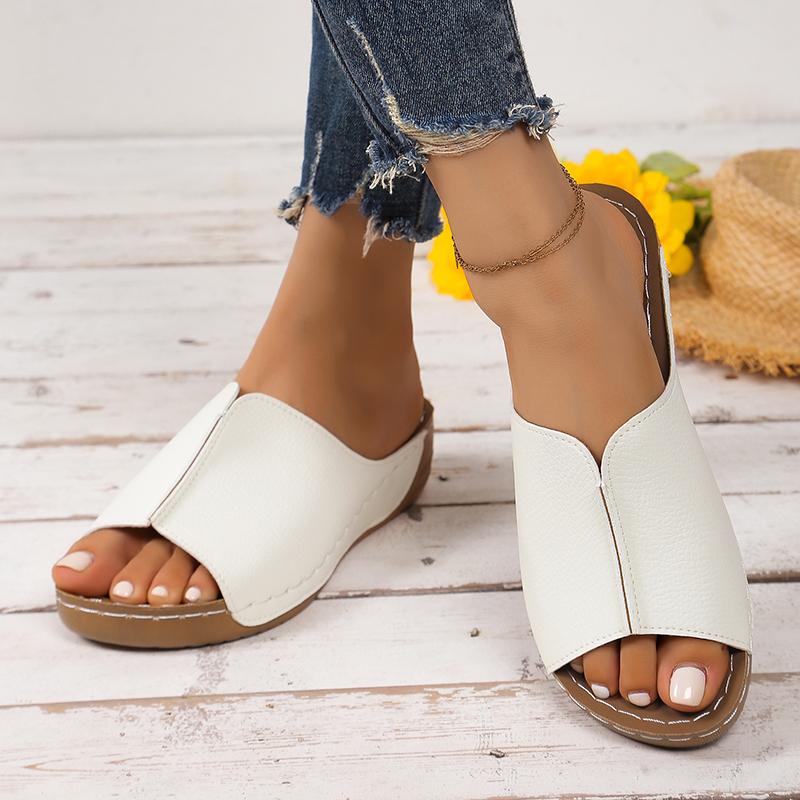 Damen Sandalen Sommer neue Schuhe Damen Weiche Absätze Sandalen Niedrige Plateau Hausschuhe Sommer Sandalias Mujer Größe 36-43