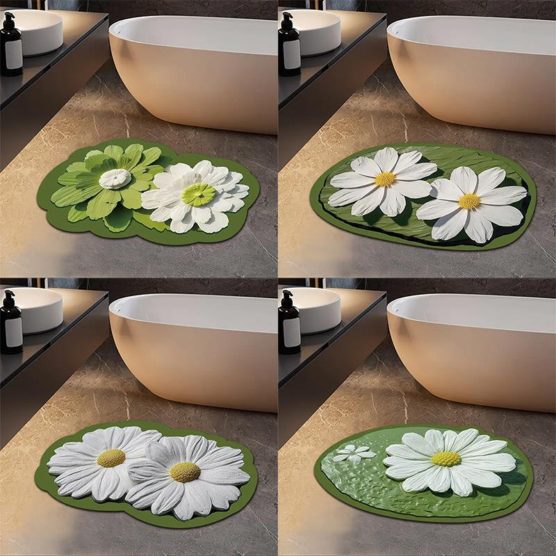 Small Fresh Bathroom Floor Mat Diatom Mud Non-slip Absorbent Quick Drying Mat Bathroom Door 3D Stereo Carpet