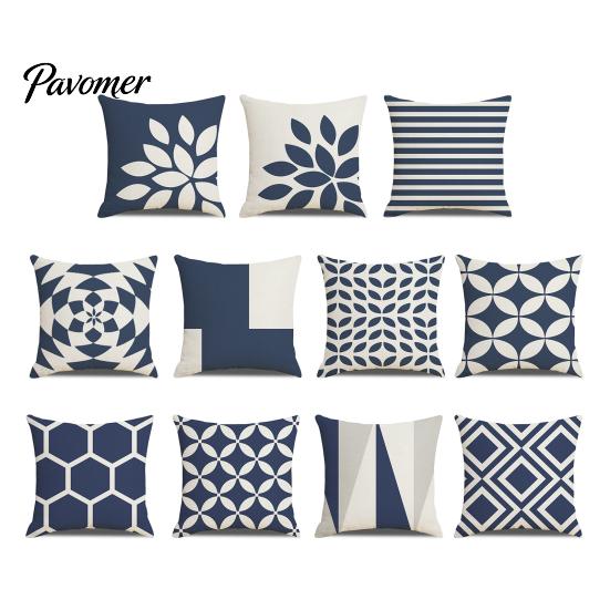 Relaxed Texture Pillowcase Geometric Pillow Cover, Washed Linen Look Throw Case with Hidden Nordic Zipper, Minimalist Cushion Cover for Sofa,