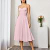 Four-sided elastic dress, European and American sexy backless pleated A word medium and long suspender dress