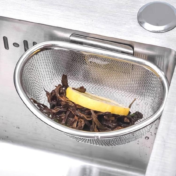 Metal Kitchen Drain Strainer Flexible Basket Sink Accessory Drain Strainer Food Scrap Catcher Stainless Steel Texture