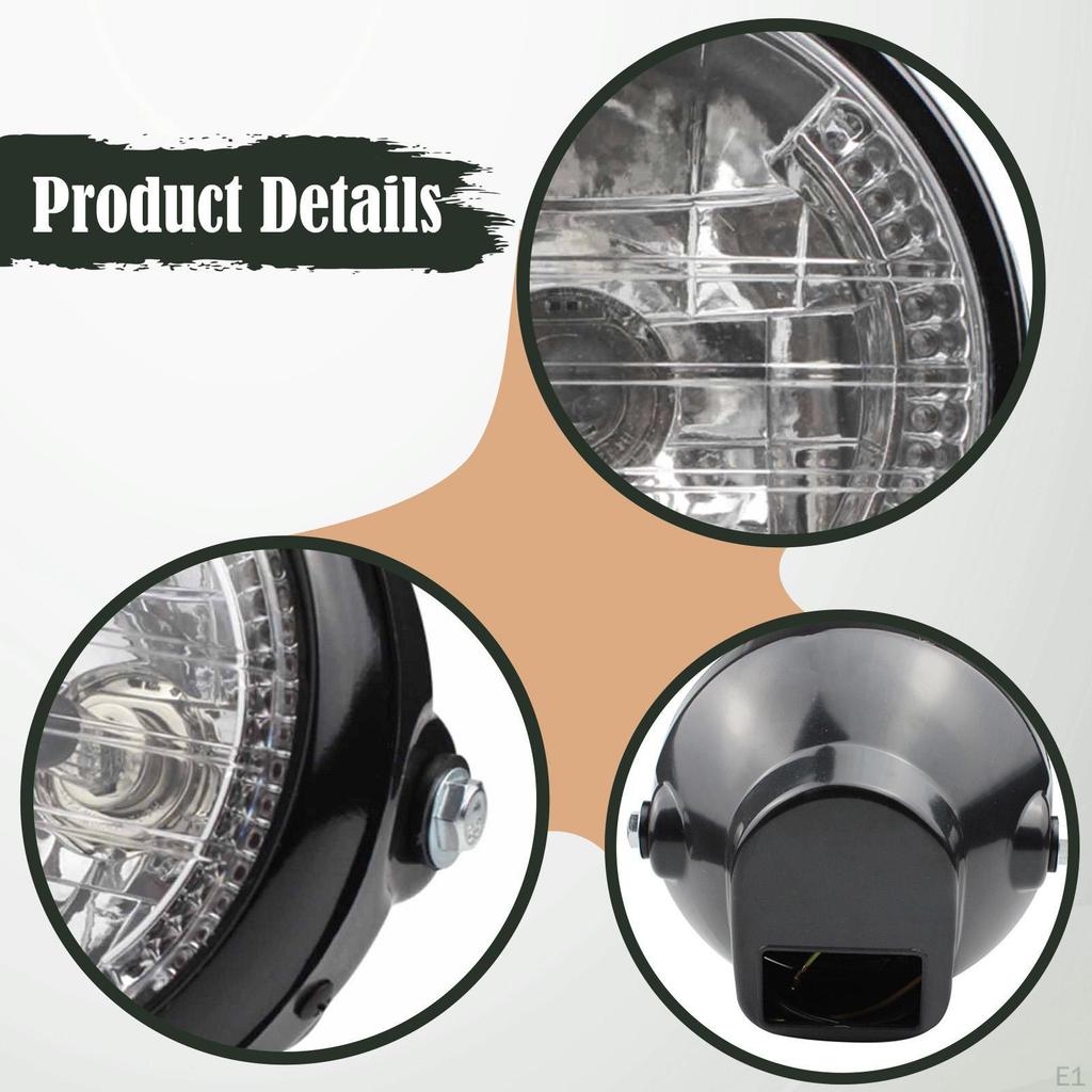 Motorcycle Headlight with Housing Motorbike Accessory Assembly Sturdy Mount Bracket Head Lamp
