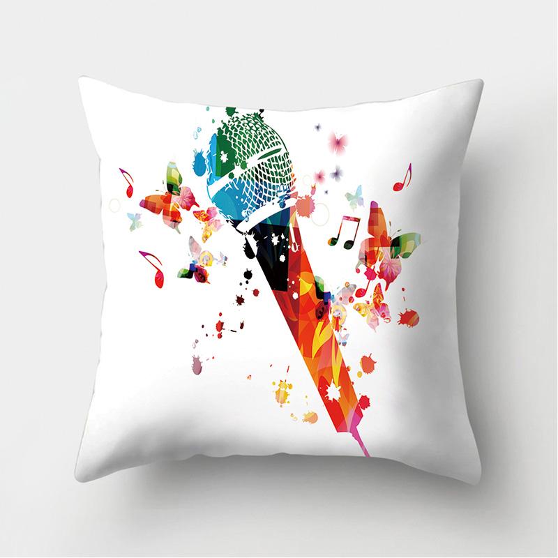 Cushion Cover Pillow Sofa Decorative Pillowcase Musical Instrument Pattern